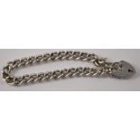 BIRMINGHAM Silver link chain bracelet with heart padlock and safety chain with presentation pouch