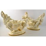 A pair of AMAZING Austrian twin romantic cherub porcelaine jardiniere bowls