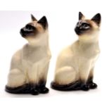 Vintage British Art Pottery Beswick 2 sitting Siamese Cats No 1887