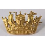 A 375 9 carat CHESTER stamped gold Viking ship style pin badge