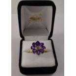 14K white gold African amethyst and diamond ring