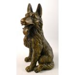 Bronzed model of a German Shepard sitting