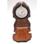 White metal pocket watch in a vintage black forest watch bedside stand L 10cm - super quality!