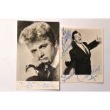 Signed vintage photo cards of TOMMY STEELE English teen idol and entertainer and FRANKIE VAUGHAN