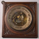 Edwardian oak wall aneroid barometer