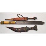 Selection of knives (3 of), one Turkish style dagger in light brown leather sheath, blade length