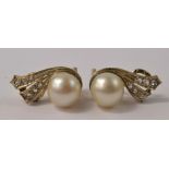 FABULOUS pair of classic vintage FRENCH 18k gold and diamond earrings