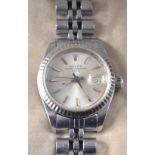 ROLEX ladies 1986 date adjust stainless stick dial wristwatch 09462 /55, guarantee No 8660367, in