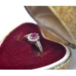 Fabulous 9ct gold with CHESTER Hallmark ladies ruby and diamond ring