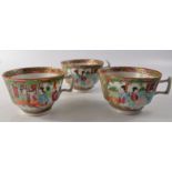Three 19th century Canton Famille rose teacups