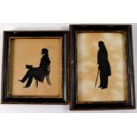 2 RARE 19th Century silhouttes framed of Sir Walter Scott, fountain pen marked on back of frame