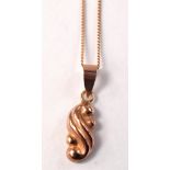 9ct rose gold pendant on 9ct rose gold fine link chain.