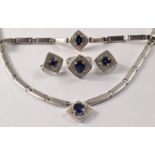 STUNNING !! Modern super quality bespoke Necklace, bracelet, earrings and ring set, sapphires and