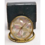 BUCHERER mother of pearl faced alarm clock with original 1963 receipt