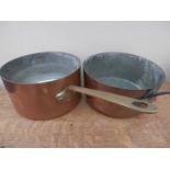 2 French copper saucepans 22cm diameter