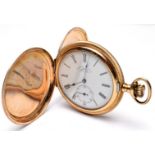 WALTHAM full hunter pocket watch with Roman numeral dial and second dial