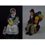 Two Royal Doulton Miniature Street vendors figures, 'Balloon Man' HN5089 (approx 11cm high) and