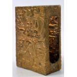 RARE yellow metal Egyptian vesta case inscribed intricately in Egyptian cartouche