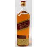 Bottle of 1.125L Johnnie Walker Red Label whisky.