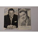 Signed vintage photo cards of SIR HARRY SECOMBE Welsh comedian actor and singer and DICKIE