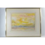 Joan Renton, sunset on the forth, watercolour, signed in pencil and dated 1975 34 x 46cm