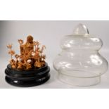 A vintage glass domed pagoda oriental scene made from cork- simply stunning!