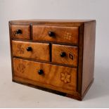 C19th century apprentice miniature boxwood and inlaid marquetry chest of 5 drawers - a fine example