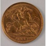 1908 HALF GOLD SOVEREIGN EDWARD V11