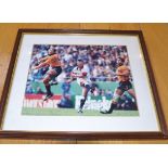 Framed picture of Rob Andrews World Cup 1995 winning drop goal vs Australia signed!