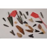 Selection of metal and stone arrowheads, possibly African