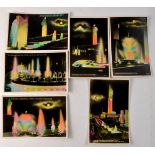 EMPIRE EXHIBITION postcards (6), to include 2 images of Lake illuminations, Soth Cascade and Tower