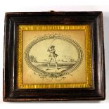 RARE early c19th Century framed golf print, fountain pen inscription verso indistinct