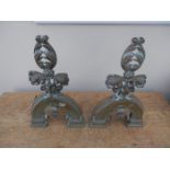 2 French brass fire dogs standing 26 cm tall