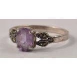 Vintage Silver 925 stamped AMAZING AMETHYST set ladies dress ring