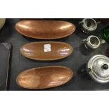 LRI Borrowdale set of 3 hand beaten copper oval dishes