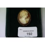 9ct gold mounted cameo brooch