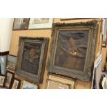Pair of 19th Century oil paintings - Portraits of a middle aged couple, in gilt framed (poor