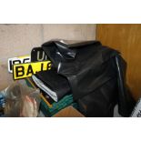 Car cover, mixed old number plates and quantity of mixed car parts