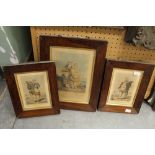 3 Rosewood Framed Pictures