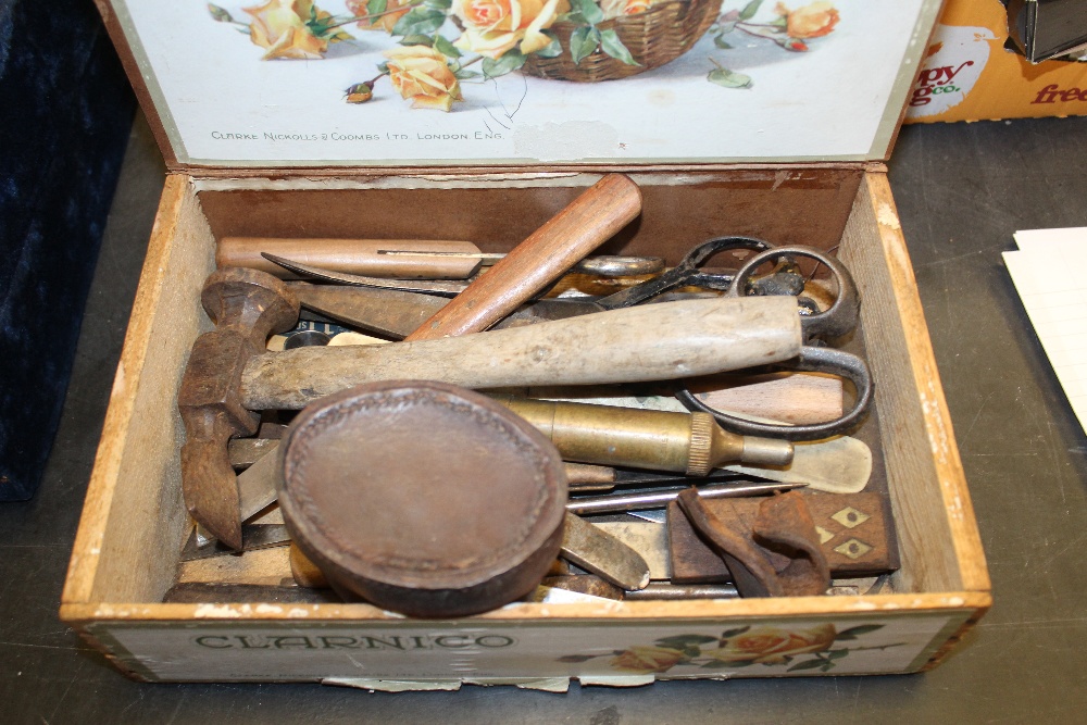 Box of Leather Tools etc