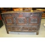 18th Century carved oak mule chest