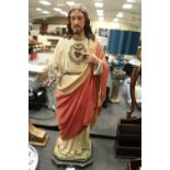 Plaster Christ figure and 2 gnomes A/F