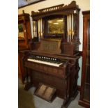 19th Century Bell Organ & Piano Co. With Ornamental Flute & Mirrored Up Stand. American Guelph (