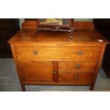 Light Mahogany Sideboard, 3 Drawers and Cupboard with Low Back Upstand