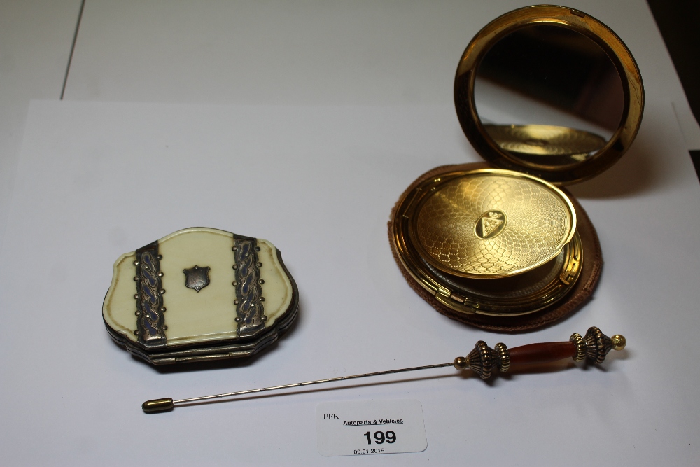 Hat Pin, Compact and 19th Century Purse