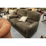 Brown cloth 2 seater settee