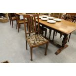 Oak Folding Table with 4 Dining Chairs