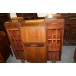 Oak Bureau with Glass Door Display Case to Sides, with Drawers, Internally Fitted