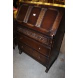 Dark oak bureau 17th C design