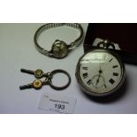Silver Pocket Watch with Stand & Ladies Omega Watch